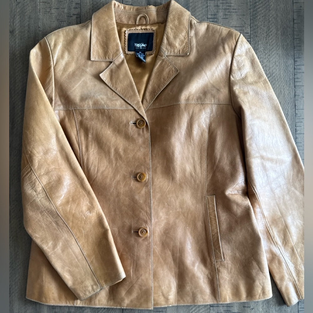 Mossimo Leather Jacket Light Beige - image 1